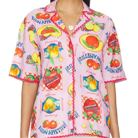 Damson Madder Chlo Fruit Print Linen Shirt - Picture 12 of 12